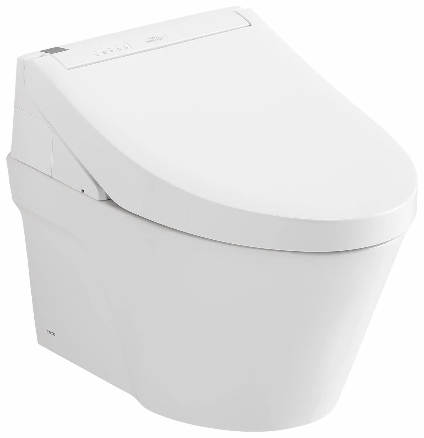 WASHLET+ AP Wall-Hung Elongated Toilet with WASHLET+ C5 and In-Wall Dual Flush Tank System - White/Matte Silver CWT4263084CMFG#MS Toto