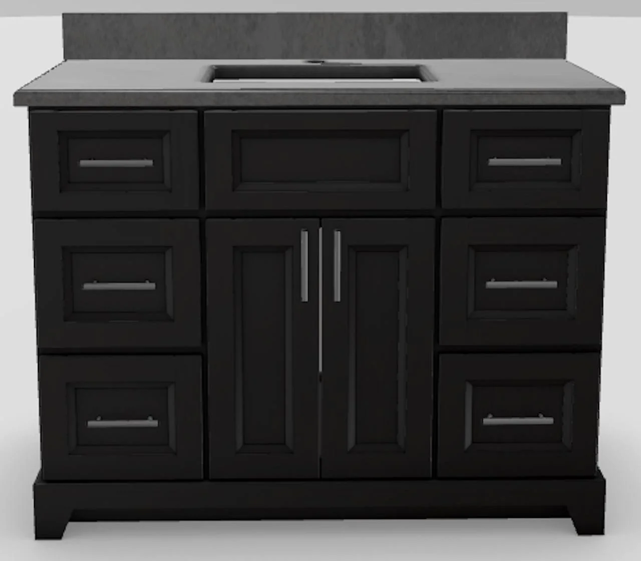 42" Standard Vanity Bellrose with Bar Handles and 1-Hole Quartz Top - Brown Oak/Brushed Nickel/Moonscape/Manhattan White PRE42SNGBOAKBBN Stonewood Cabinetry