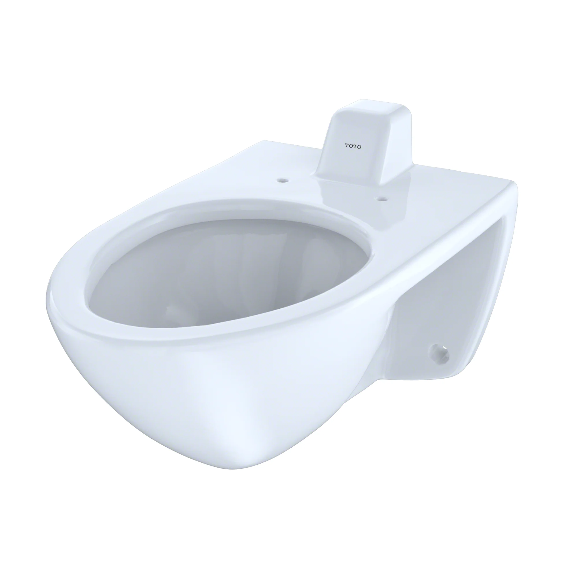Elongated 1.0 GPF Wall-Mounted Flushometer Toilet Bowl with Back Spud and CeFiONtect - Cotton White CT708UVG#01 Toto