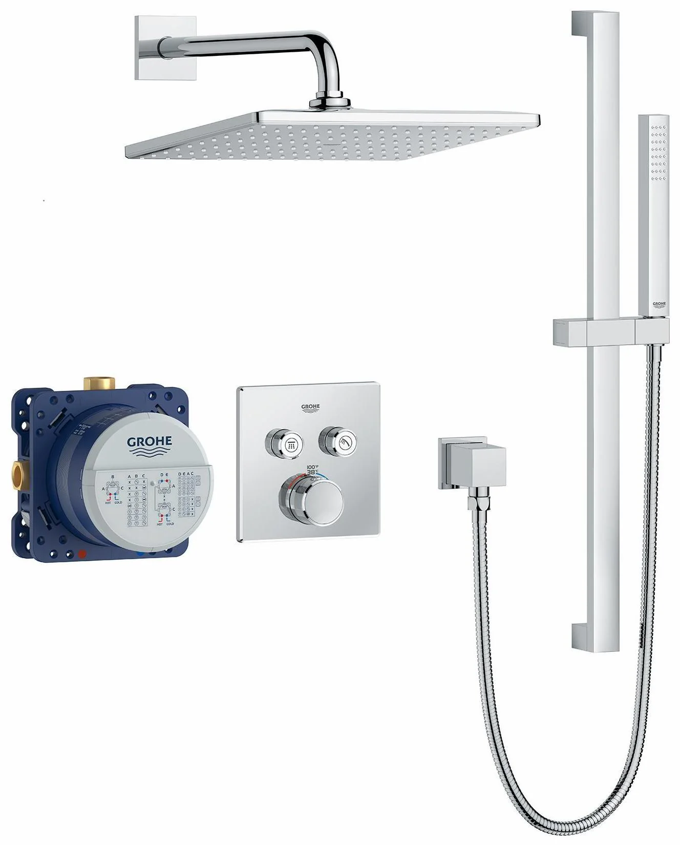 Rainshower SmartControl Thermostatic Shower Kit with Rough-In - Chrome 1030810000 Grohe