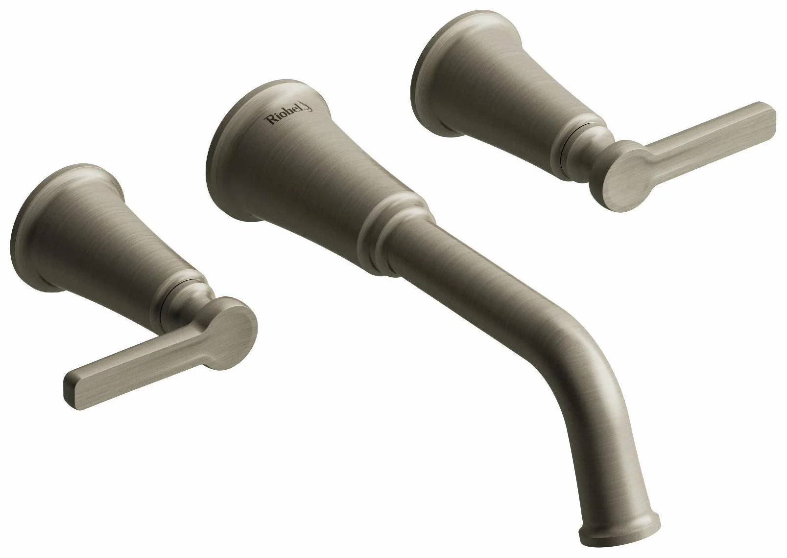 Momenti Wall Mount Tub Filler with J-Shaped Handles 1.8 GPM - Brushed Nickel MMSQ05JBN RIOBEL