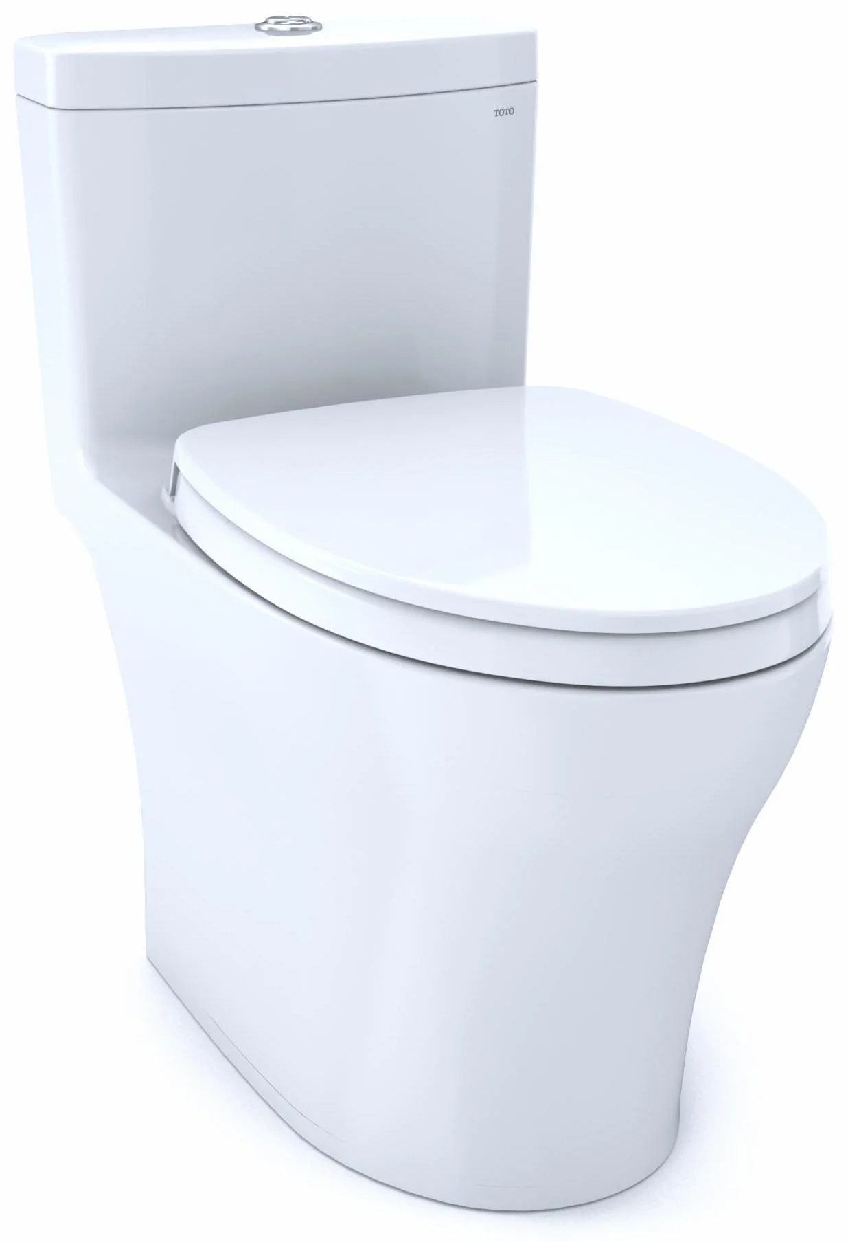 Aquia IV Elongated Dual Flush 1.28 and 0.8 GPF Universal Height 1-Piece Toilet - Cotton White MS646124CEMFG#01 Toto