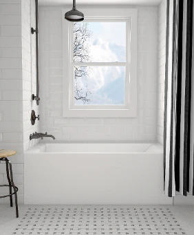 Amala 60 x 30 Alcove Bathtub with LH Drain - White 41171 Acritec