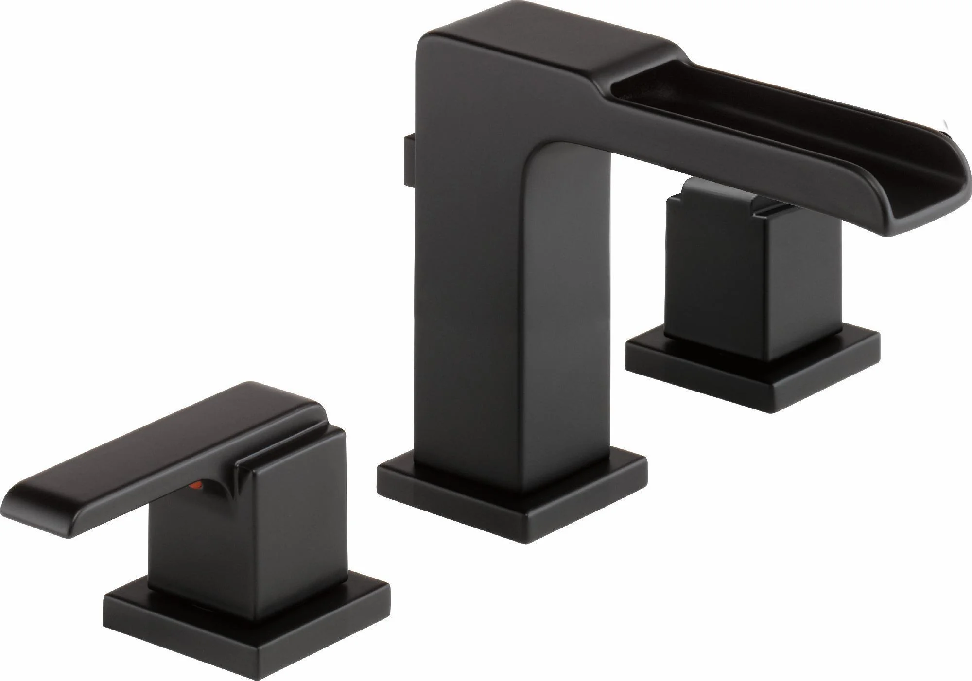 Ara Widespread Bathroom Faucet with Channel Spout & Drain - Matte Black 3568LF-BLMPU Delta