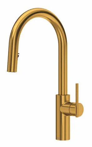 Lateral Kitchen Faucet with Pulldown Spray with C-Spout - Brushed Gold LT201BG RIOBEL