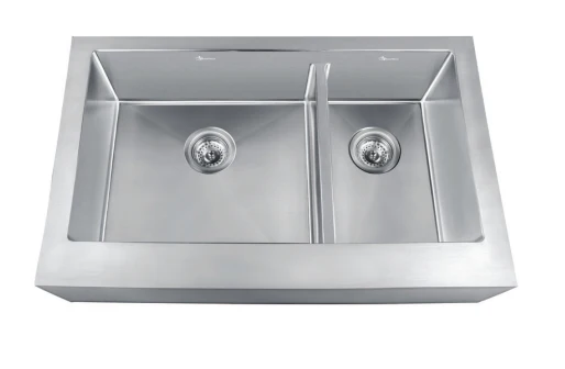 1-3/4 Bowl Flat Apron Front Sink with Low Divide - Stainless Steel ECAF2133/9-LD Excalibur