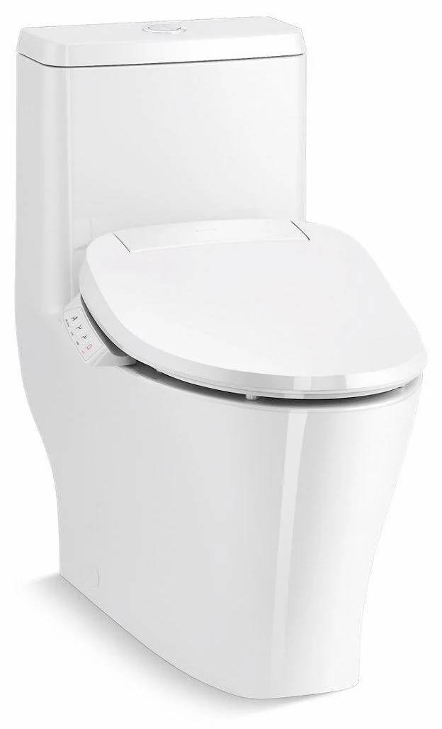 Reach Curv Standard 1-Piece Compact Elongated Dual Flush Skirted Toilet Hidden Cord Design (Bidet Seat sold Separately) - White 23188-HC-0 Kohler