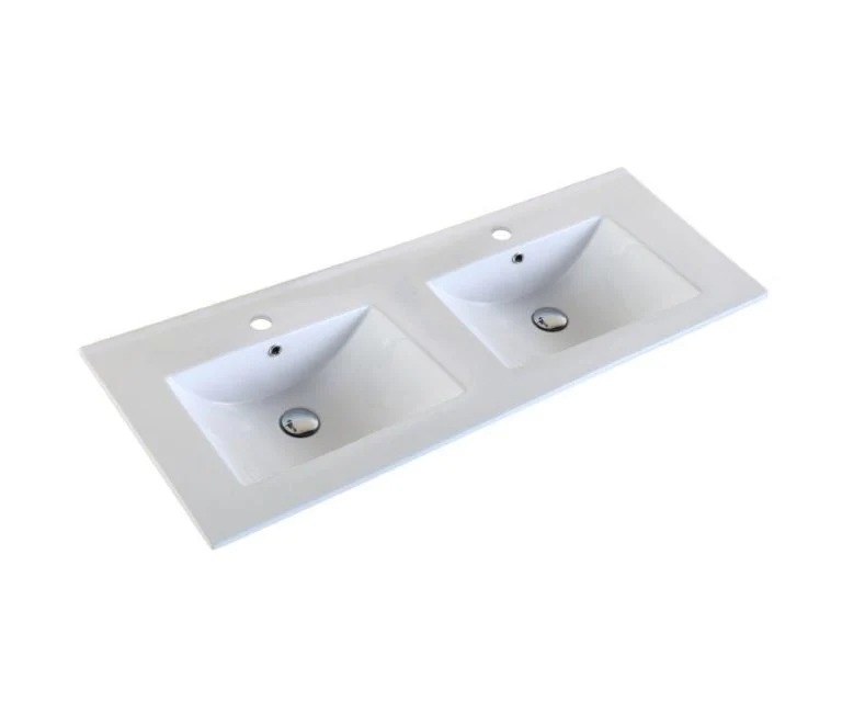 48" x 18" Double Bowl Ceramic Countertop (UPC Approved) - White CTB4818-DB Duval