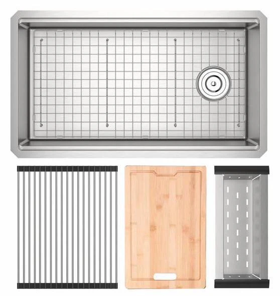 Culinario 33" Chef/Workstationi Sink with Accessories - Brushed Stainless Steel RUWUM3319WSSB Rohl