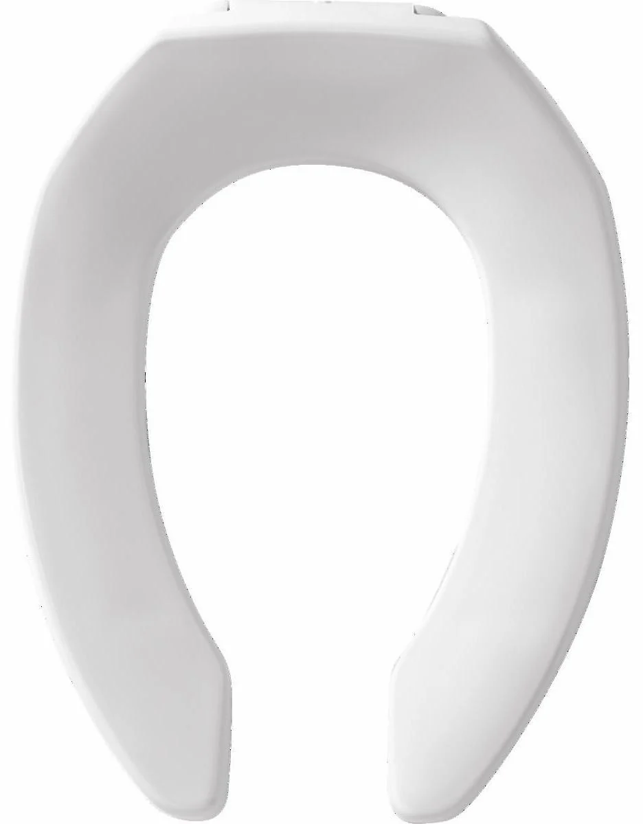Elongated Open Front Commercial Plastic Toilet Seatwith STA-TITE Hinges Less Cover - White 1955CT 000 Bemis