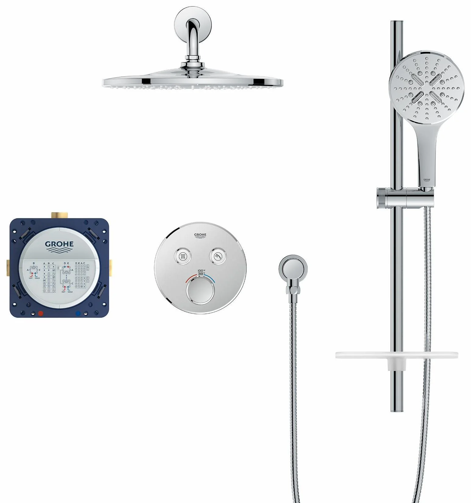 Rainshower SmartControl Thermostatic Shower Kit with Rough-In - Chrome 1030700000 Grohe