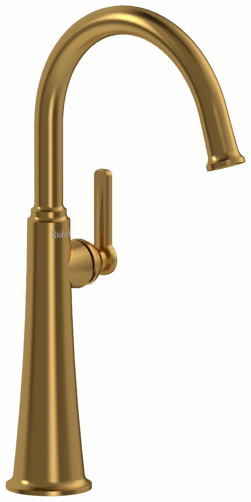 Momenti Single Hole Vessel Sink Bathroom Faucet with C-Spout with J-Shaped Handle 1.2 GPM - Brushed Gold MMRDL01JBG RIOBEL