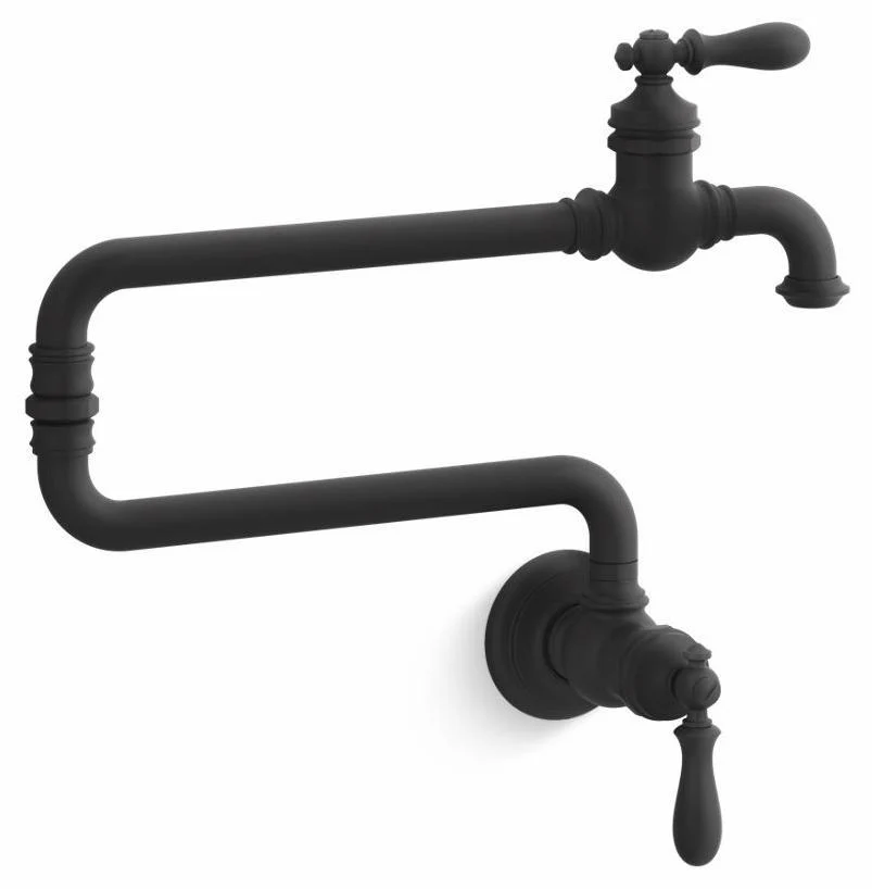Artifacts Wall Mount Pot Filler - Matte Black 99270-BL Kohler