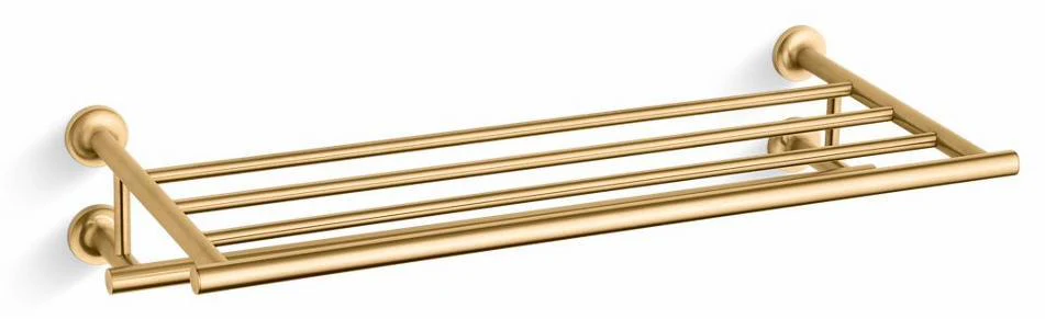 Purist Hotelier Towel Bar Shelf - Vibrant Brushed Moderne Brass 14381-2MB Kohler