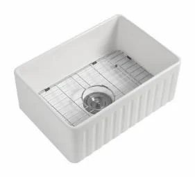1 Bowl 30 x 20 Fireclay Apron Front Sink - White FF2030 Duval