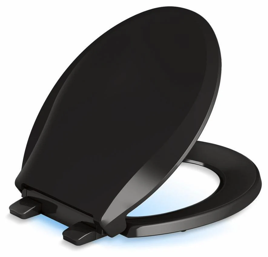 Cachet Nightlight ReadyLatch Quiet-Close Round Front Toilet Seat - Black Black 75758-RL-7 Kohler