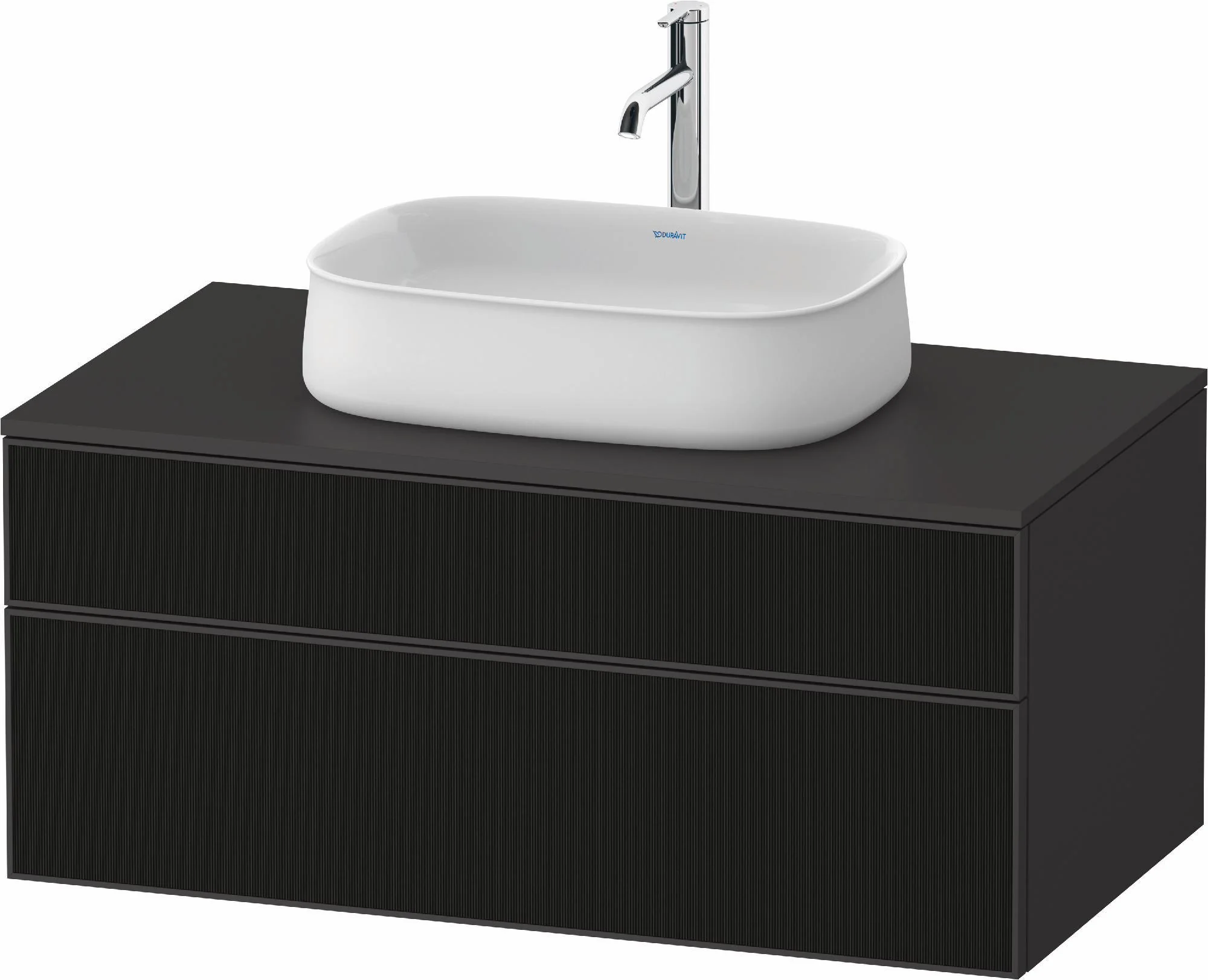 Zencha Single Drawer Wall Mount Vanity (Cabinet Only) - Black Line Structure|Graphite ZE4821063800000 Duravit