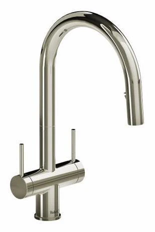 Azure 2-Handle Kitchen Faucet with Pulldown Spray - Polished Nickel AZ801PN RIOBEL