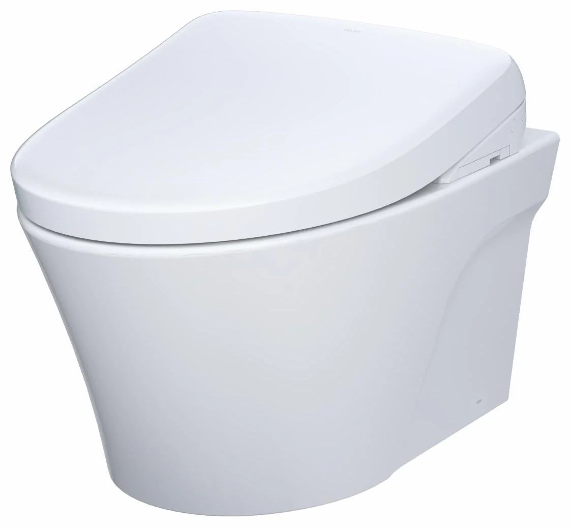 WASHLET+ AP Wall-Hung Elongated Toilet with WASHLET S7 and In-Wall Dual Flush Tank System - White/Matte Silver CWT4264726CMFG#MS Toto