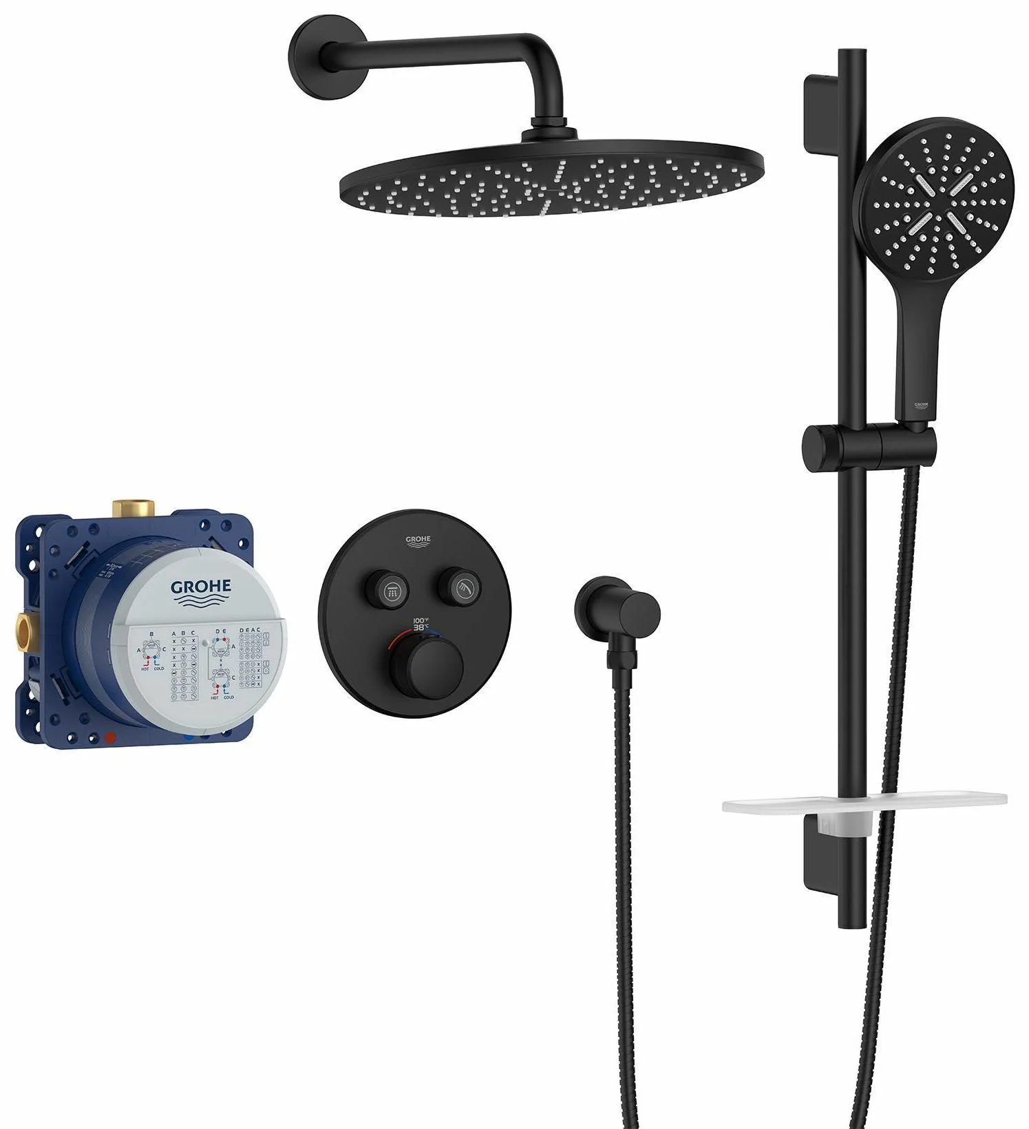 Rainshower SmartControl Thermostatic Shower Kit with Rough-In - Matte Black 1030702430 Grohe