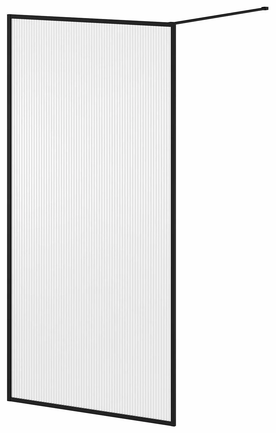 Dune Framed Shower Shield with Fluted Glass - Matte Black DR2077-160-006 Kalia