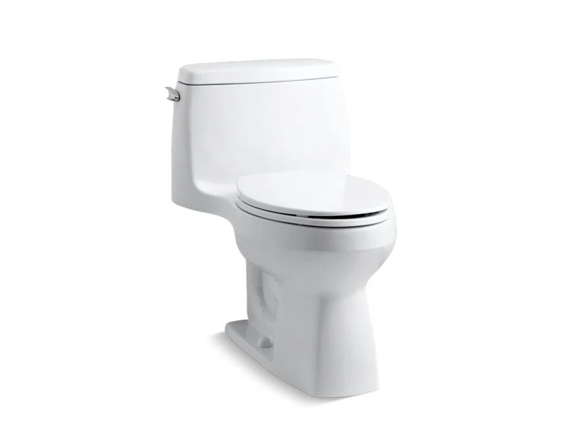 Santa Rosa Standard Height 1-Piece Compact Elongated 1.28 GPF Toilet with Quiet-Close Seat - White 3810-0 Kohler