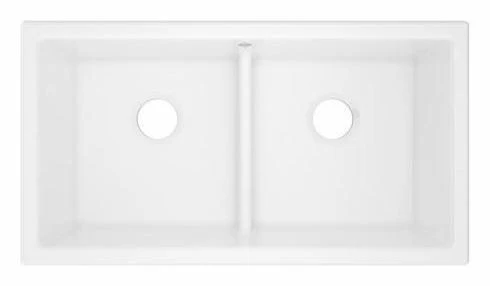 Shaker 33" Double Bowl Undermount Fireclay Kitchen Sink - White MSUM3318LDWH Shaws