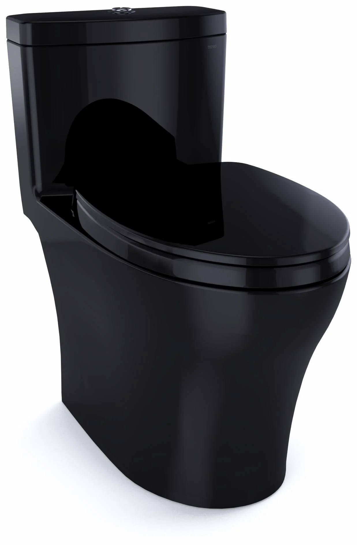 Aquia Comfort Height Elongated Dual Flush 1.28 and 0.9 GPF 1-Piece Toilet with SoftClose Seat - Ebony MS646124CEMFN#51 Toto