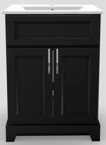 24" Shallow Vanity Bellrose with Slim Handles and Porcelain Sink Top - Brown Oak/Chrome PRESNGBOAKSCR Stonewood Cabinetry