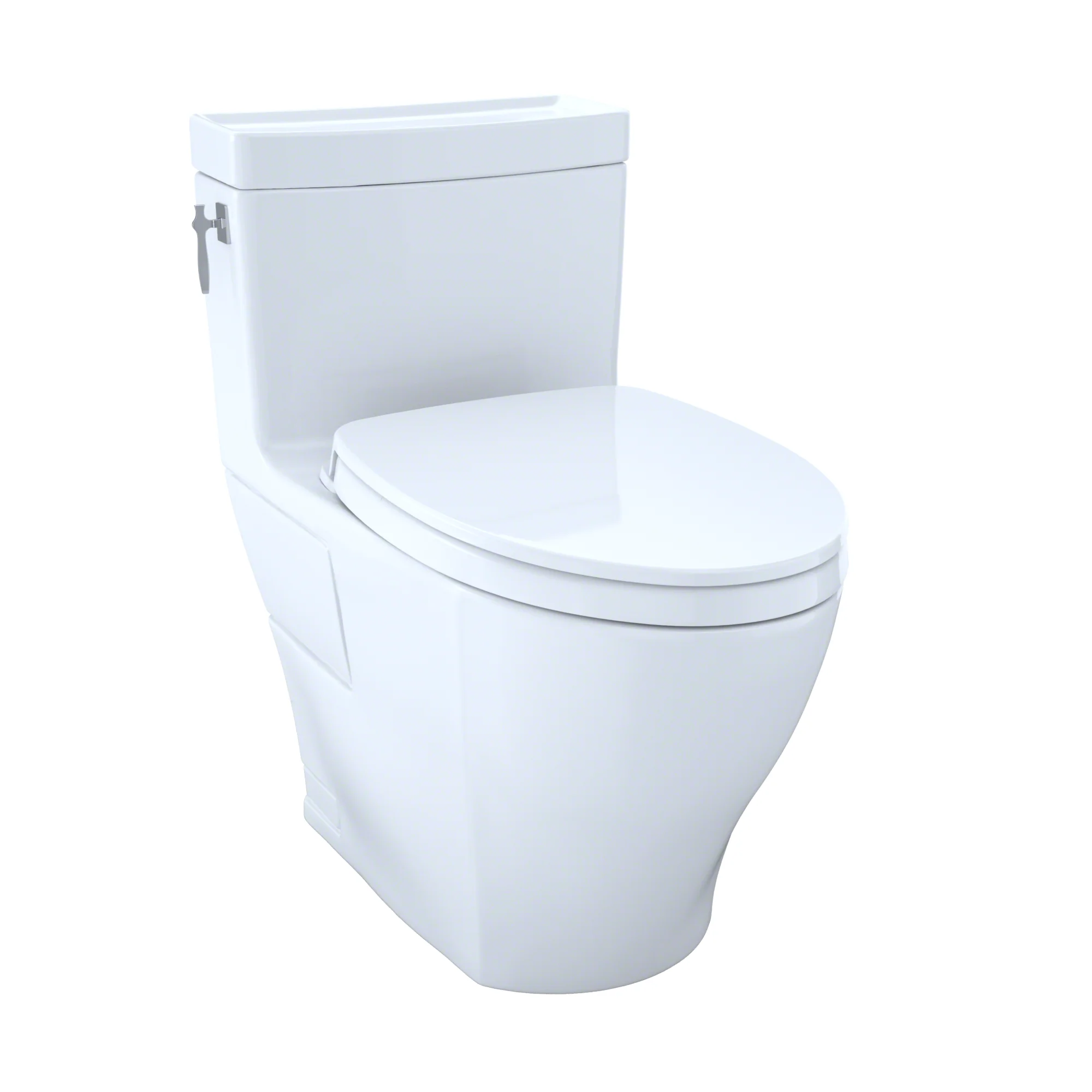 Aimes Comfort Height Elongated 1.28 GPF 1-Piece Toilet with SoftClose Seat - Cotton White MS626124CEFG#01 Toto