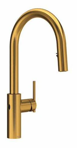 Lateral Touchless Kitchen Faucet with Pulldown Spray with C-Spout - Brushed Gold LT211BG RIOBEL
