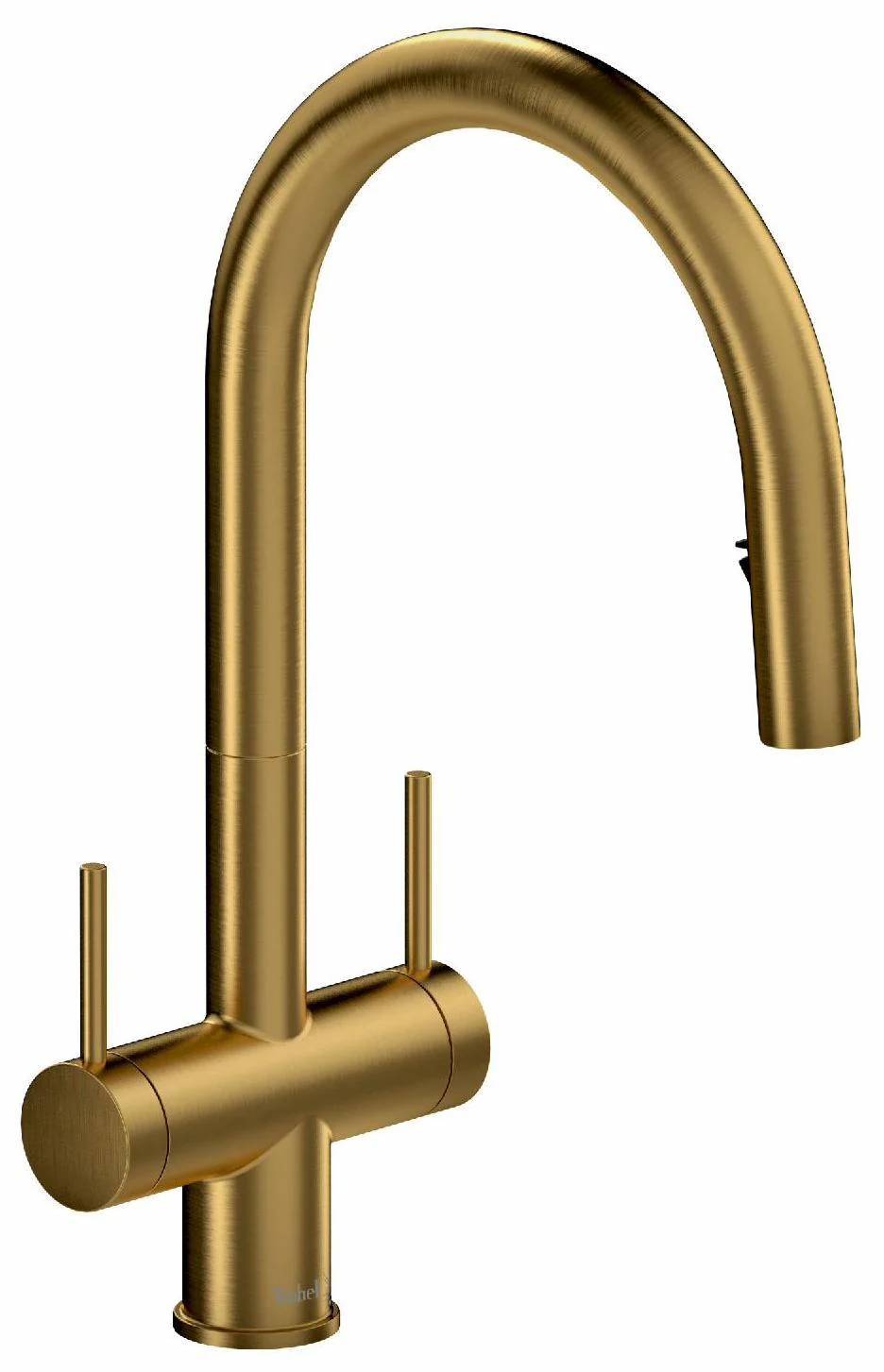 Azure 2-Handle Kitchen Faucet with Pulldown Spray - Brushed Gold AZ801BG RIOBEL