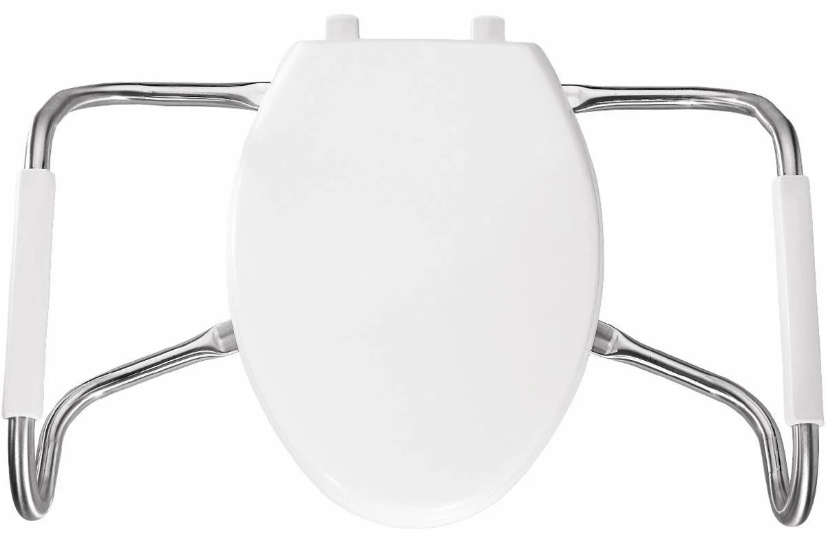 Elongated Open Front Medic-Aid Plastic Toilet Seat with Cover - White MA2150T 000 Bemis