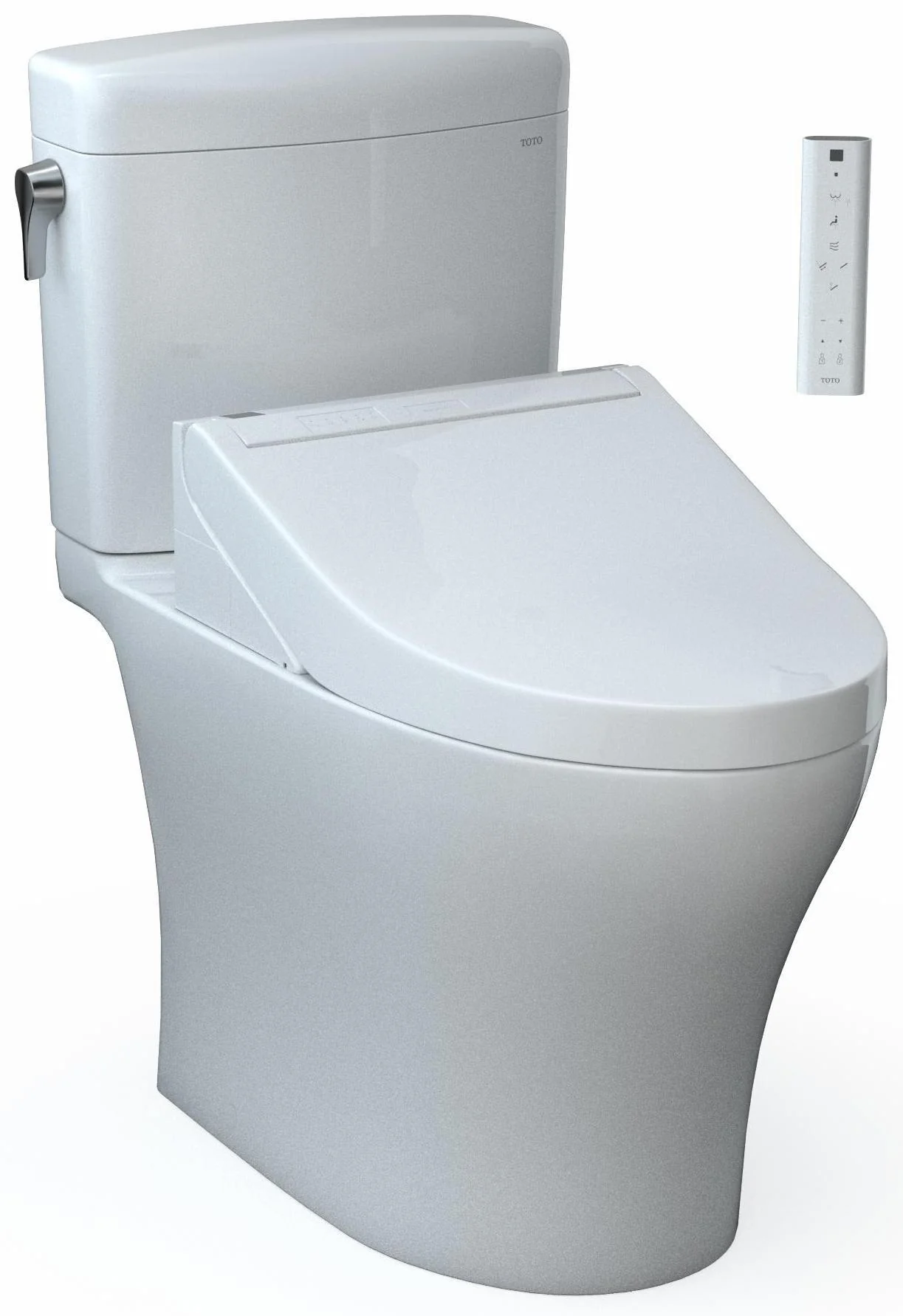 Aquia IV Elongated Dual Flush 1.28 and 0.9 GPF Standard Height 2-Piece Toilet with WASHLET+ Bidet Seat - Cotton White MW4363084CEMFGN#01 Toto