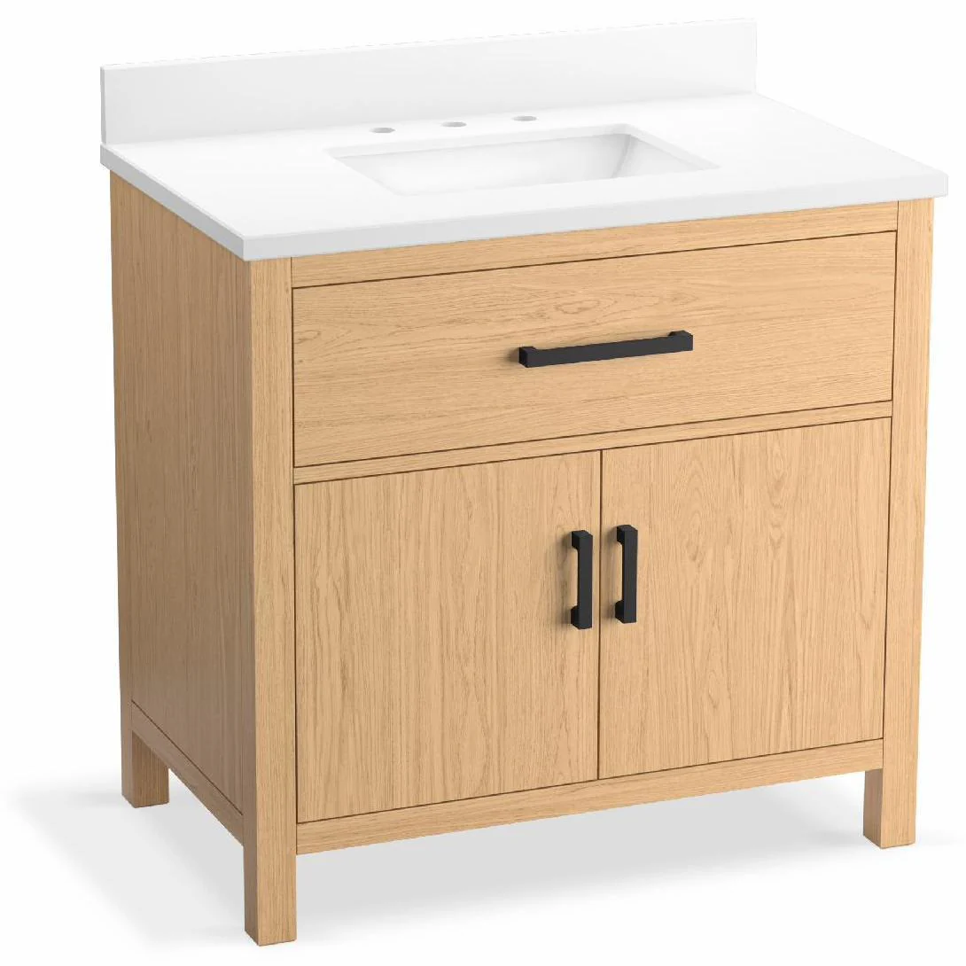 Kresla 36" Bathroom Vanity Cabinet With 8"cc Sink and Quartz Top - Light Oak 40639-BD1-WEK Kohler