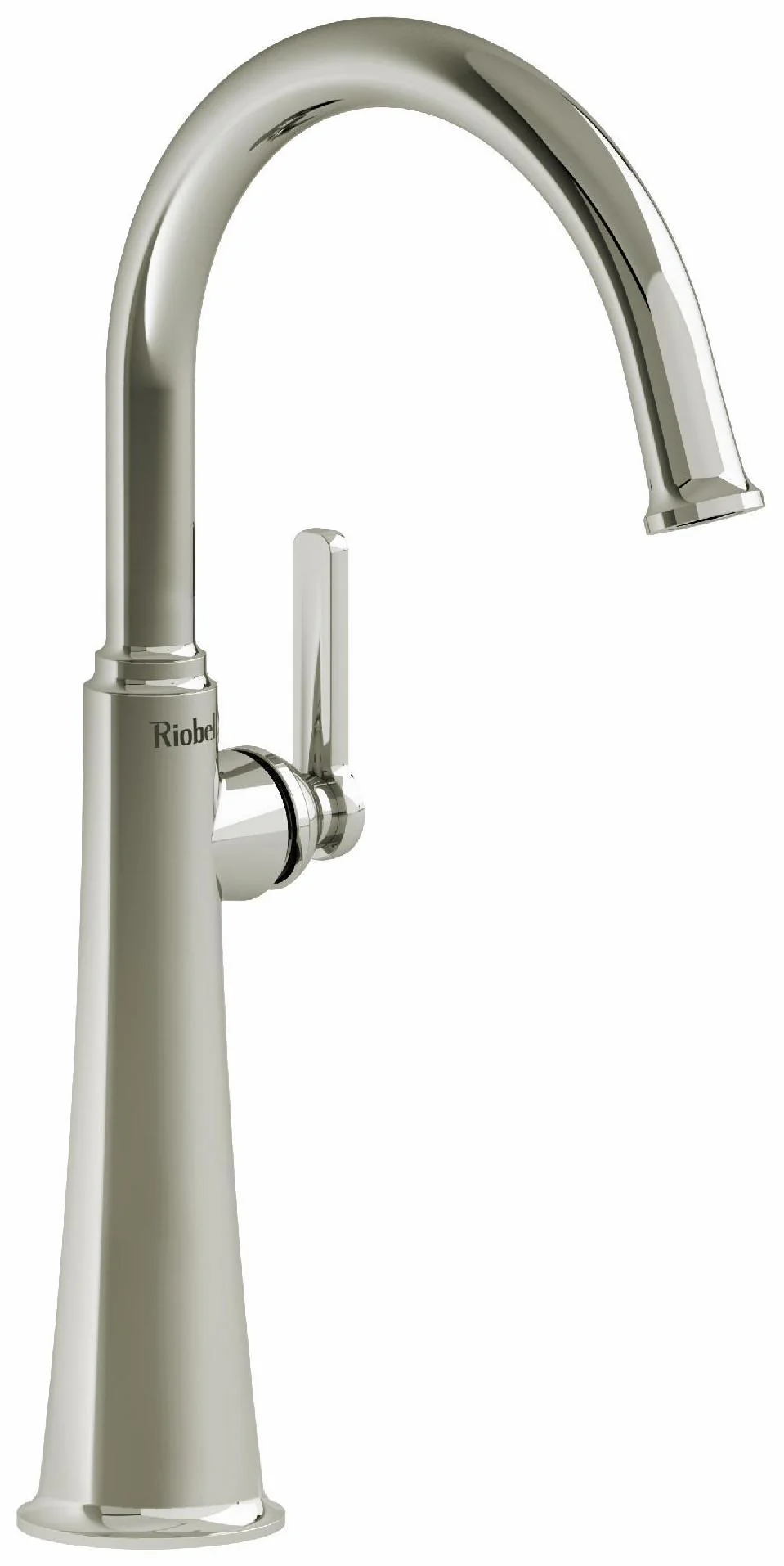 Momenti Single Hole Vessel Sink Bathroom Faucet with C-Spout with J-Shaped Handle 1.2 GPM - Polished Nickel MMRDL01JPN RIOBEL