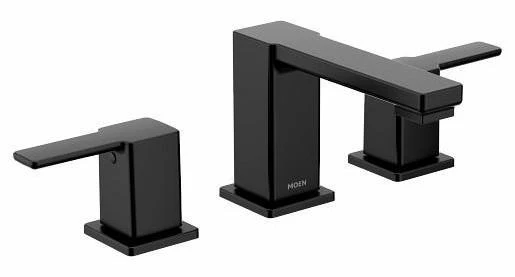 90 Degree Widespread Bathroom Faucet Trim - Matte Black TS6721BL Moen