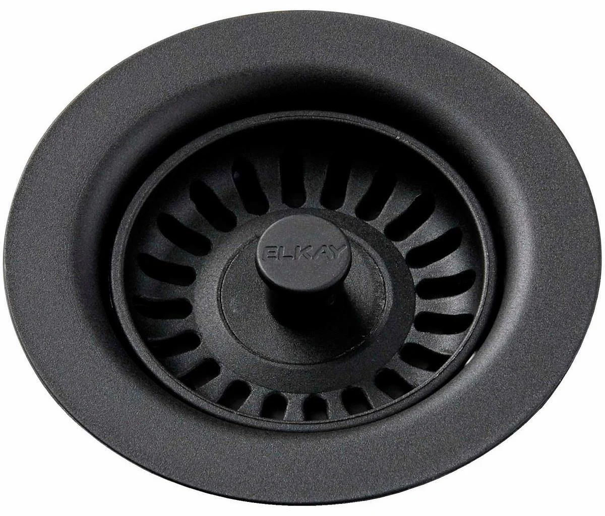 Polymer Drain with Removable Basket Strainer and Rubber Stopper - Black LKQS35BK Elkay