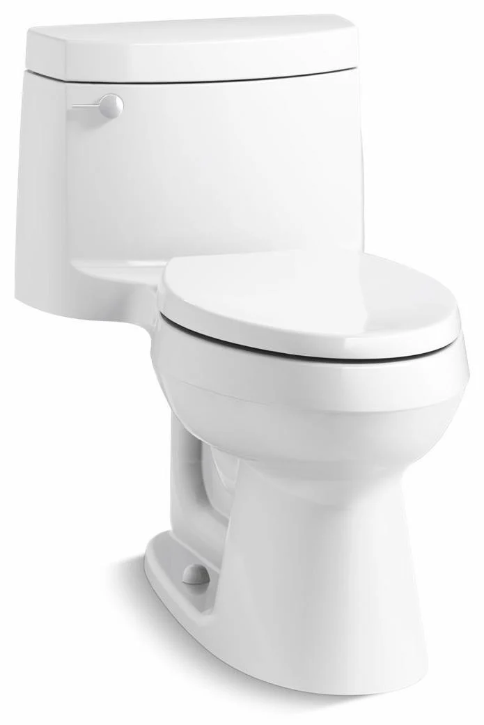 Cimarron Comfort Height 1-Piece Elongated 1.28 GPF Toilet with Quiet-Close Seat - White 3828-0 Kohler