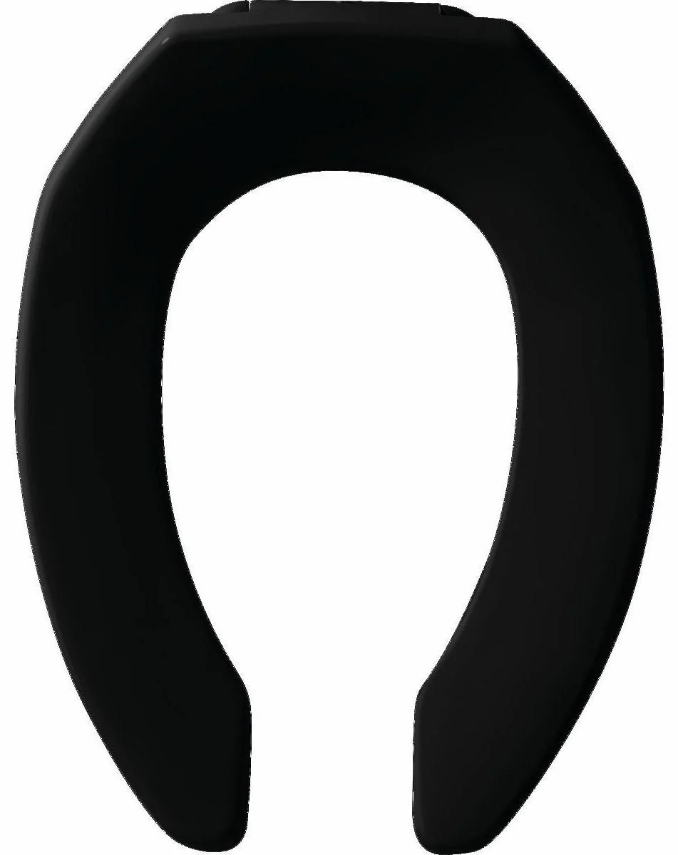 Elongated Commercial Plastic Open Front Toilet Seat less Cover - Black 1955SSCT 047 Bemis