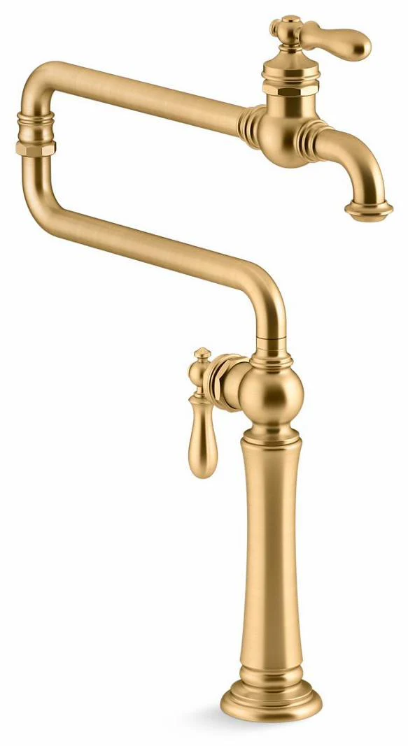 Artifacts Deck Mount Pot Filler - Vibrant Brushed Moderne Brass 99271-2MB Kohler
