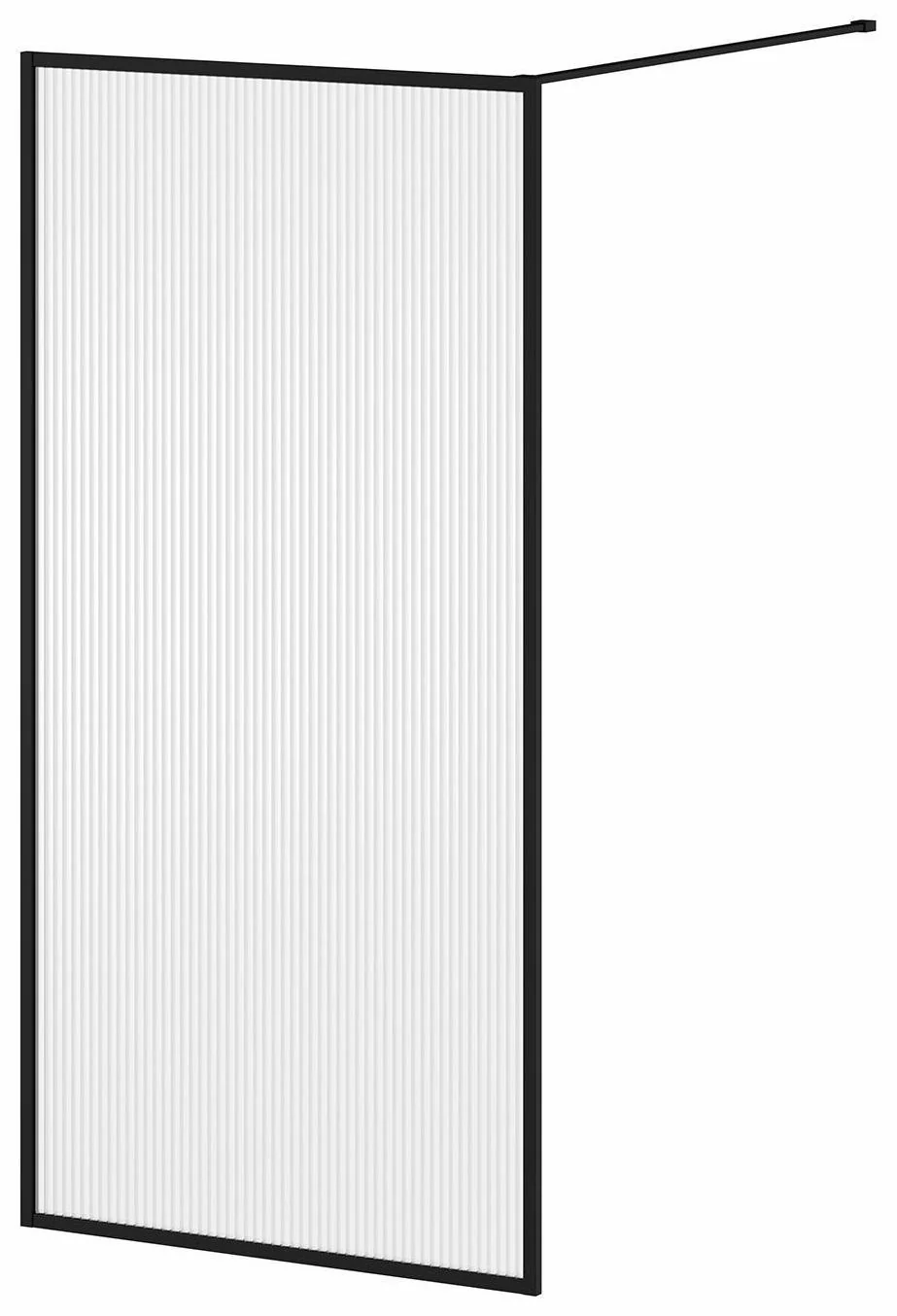 Dune Framed Reversible Tub Shield with Fluted Glass - Matte Black DR2078-160-006 Kalia
