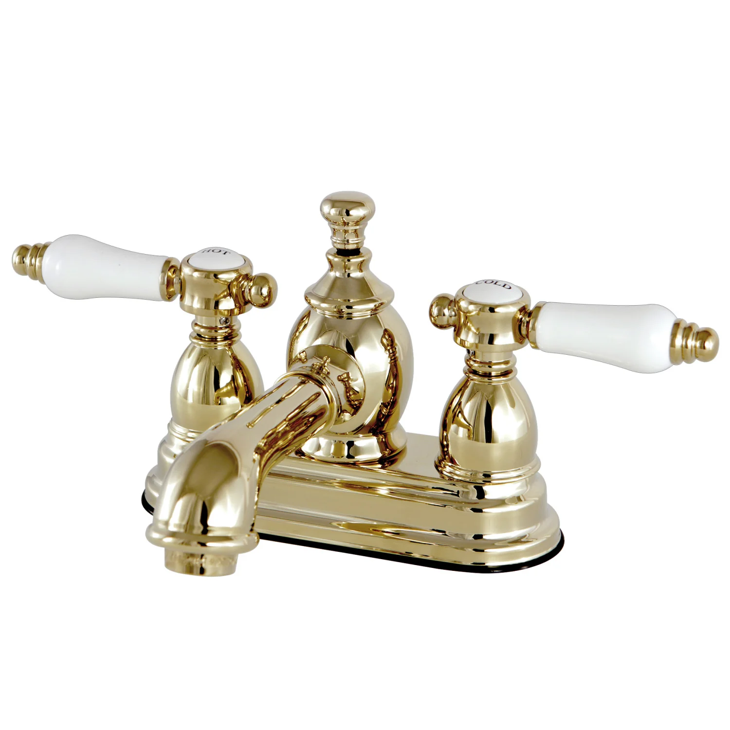 Bel-Air KS7002BPL Double-Handle 3-Hole Deck Mount 4-Inch Centerset Bathroom Faucet with Brass Pop-Up, Polished Brass