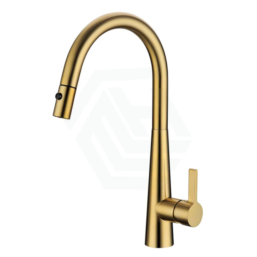 G#4(Gold) Otus Lux Brushed Gold DR Brass Round Mixer Tap with 360° Swivel and Pull Out for kitchen