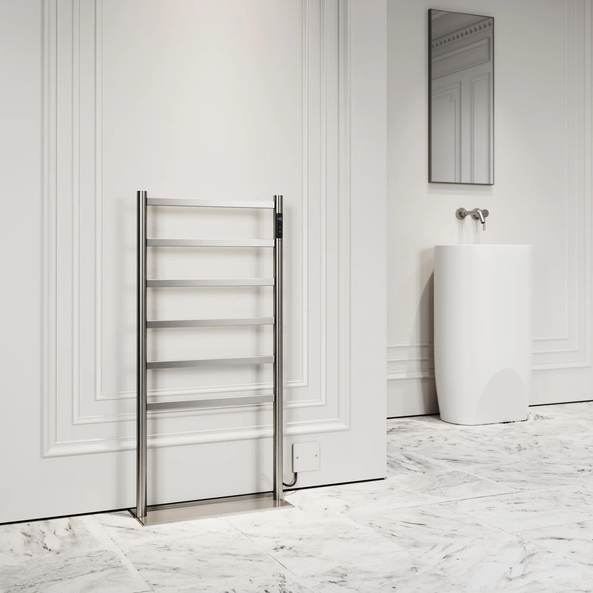 Vetro Brushed Stainless Floorstanding Heated Towel Warmer